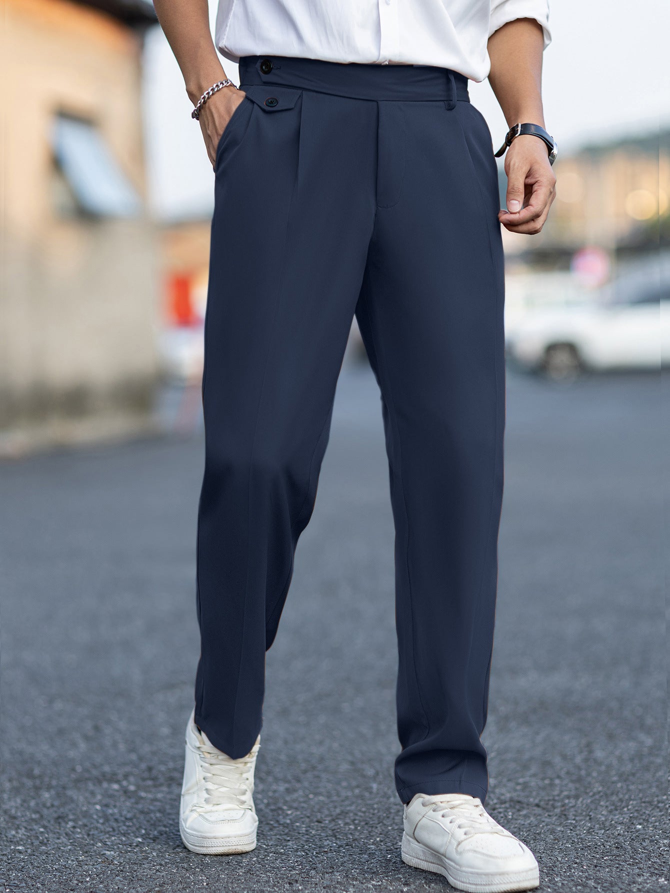 Pantalones rectos casuales, versátiles y elegantes para hombre