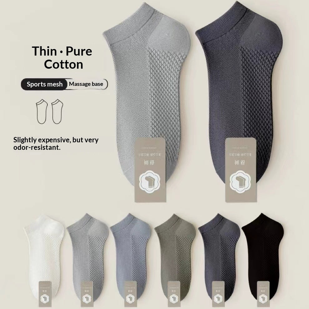 Thin Pure-cotton Deodorizing Mens Ankle Socks