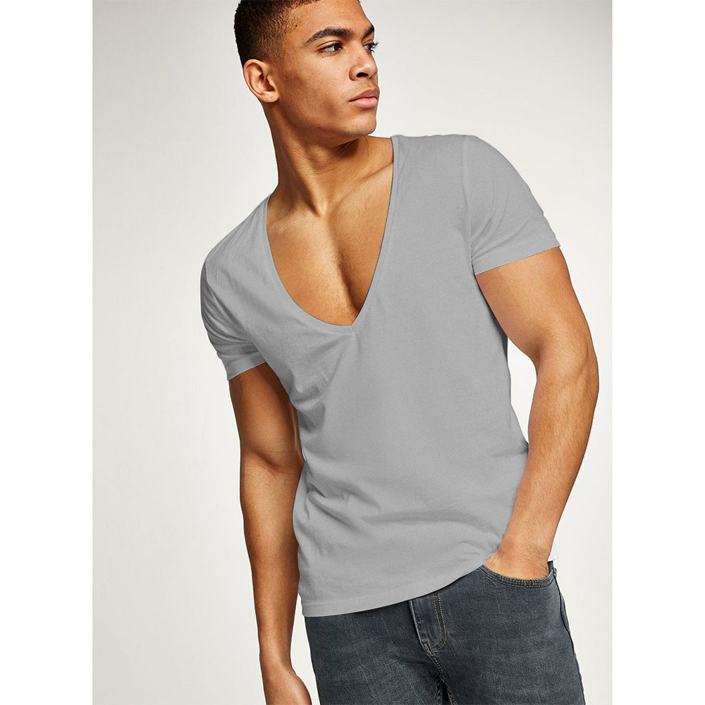 Camiseta de cuello en V profundo para fitness, deportes y ocio 