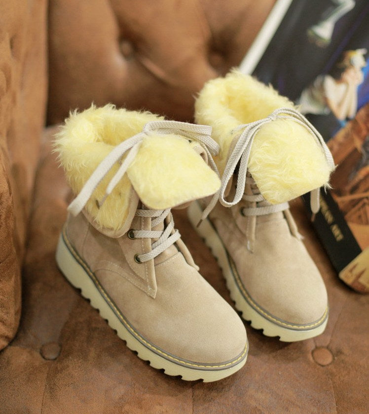 Botas de piel escarchada, botas de nieve, botas con cordones