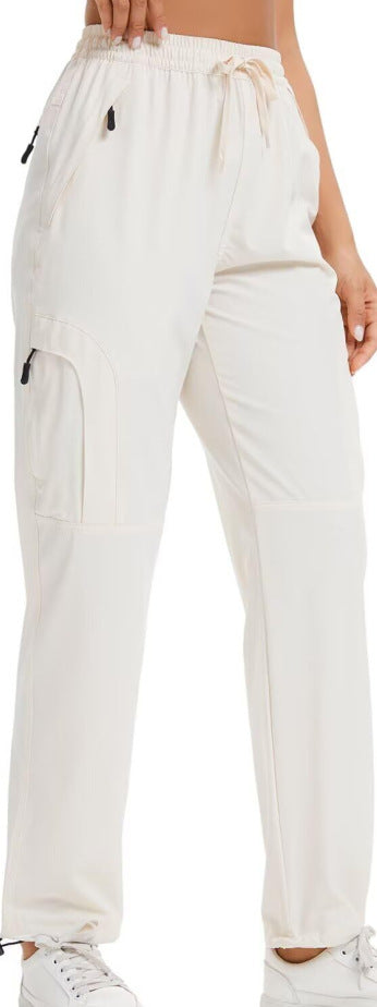 Pantalones de entrenamiento holgados de pierna recta con puños con cordón