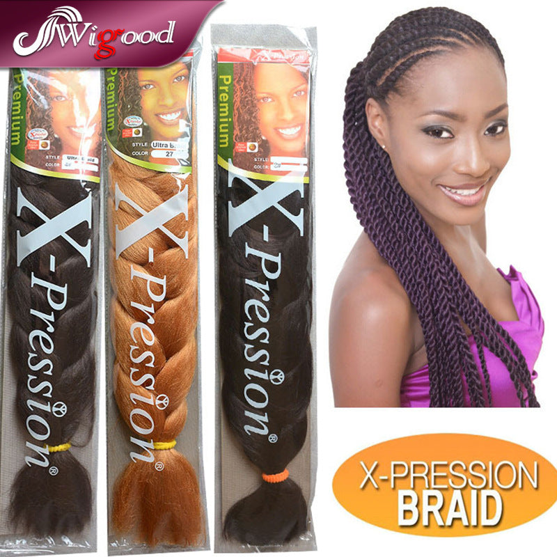 Nueva peluca africana de fibra química XpressionBraid, natural, europea y americana, trenza negra, colores mixtos.
