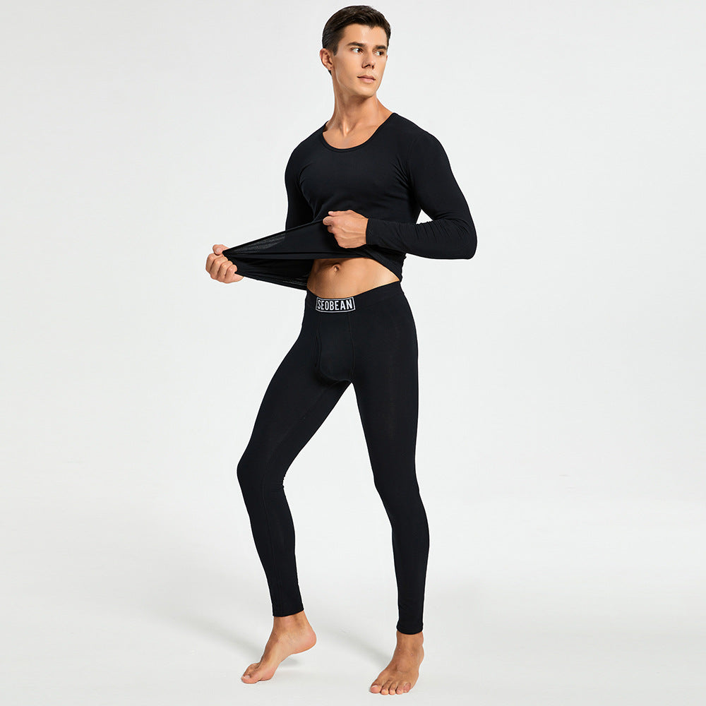 Ropa interior térmica de punto de algodón elástico, ajustada, para otoño