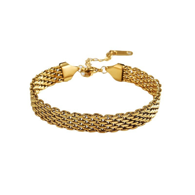 Pulsera de cadena para mujer, estilo informal de negocios, de metal dorado y plateado, joyería