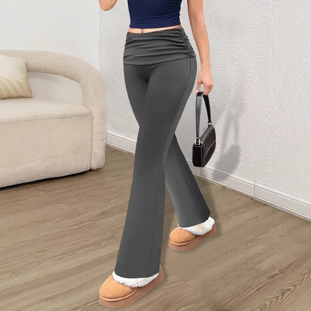 Leggings de punto personalizados con cinturilla fruncida y doblada