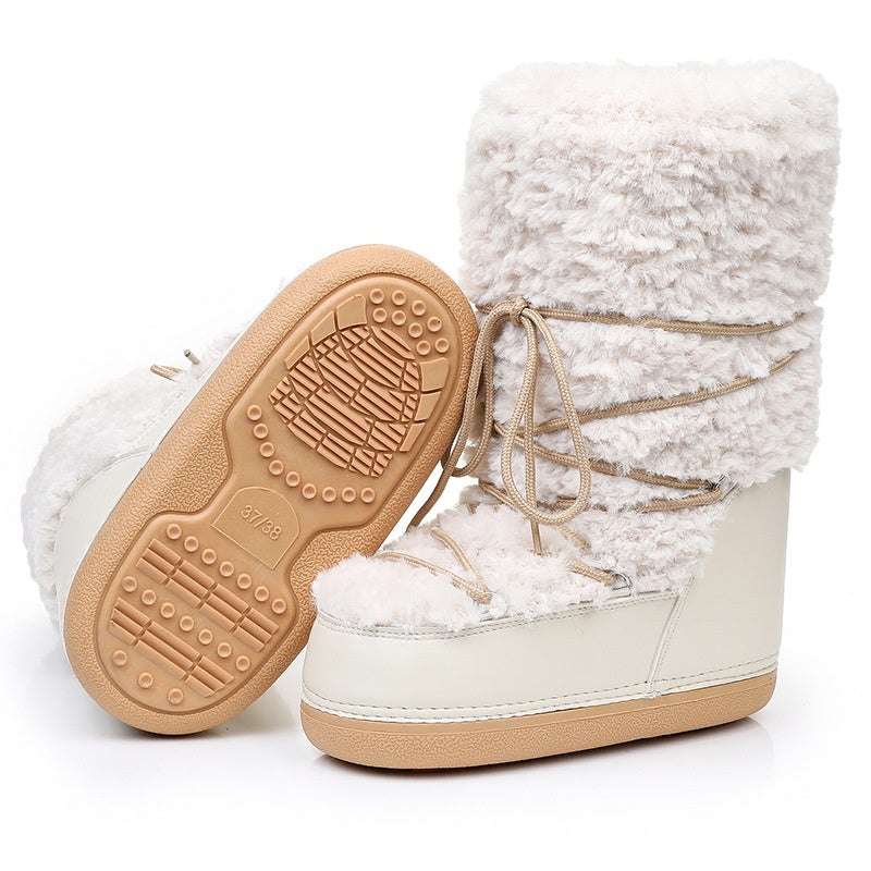 Botas de nieve de piel de cordero para mujer