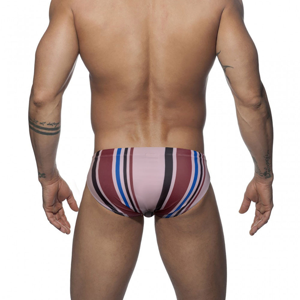 Braguita de bikini sexy de rayas de tiro bajo para hombre con diseño de copa triangular