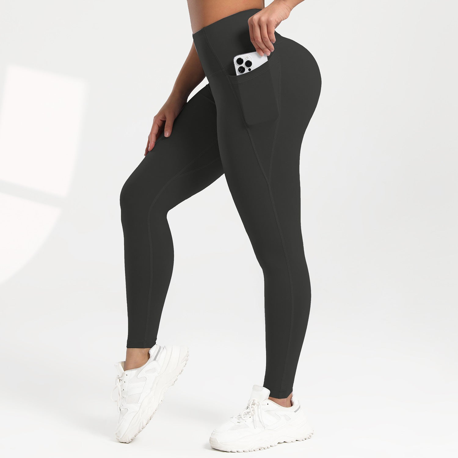 Mallas para correr, fitness, levantamiento de cadera, cintura alta y bolsillos