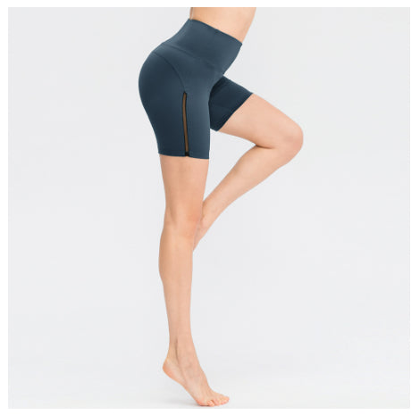 Pantalones cortos deportivos de yoga con doble cara cepillada y efecto descuidado para mujer
