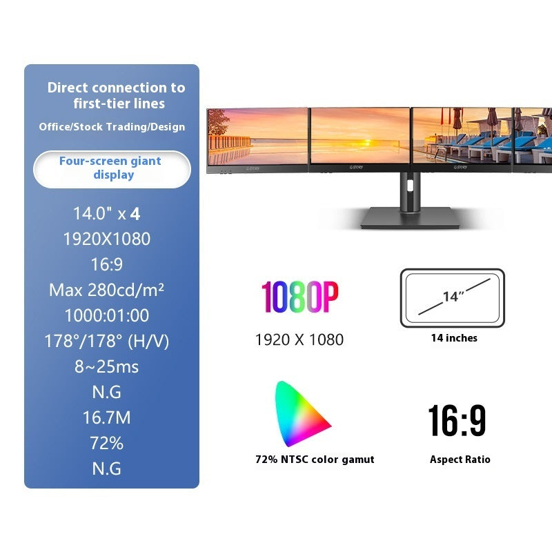 Pantalla de oficina HD de 14 pulgadas con una sola pantalla y dos pantallas