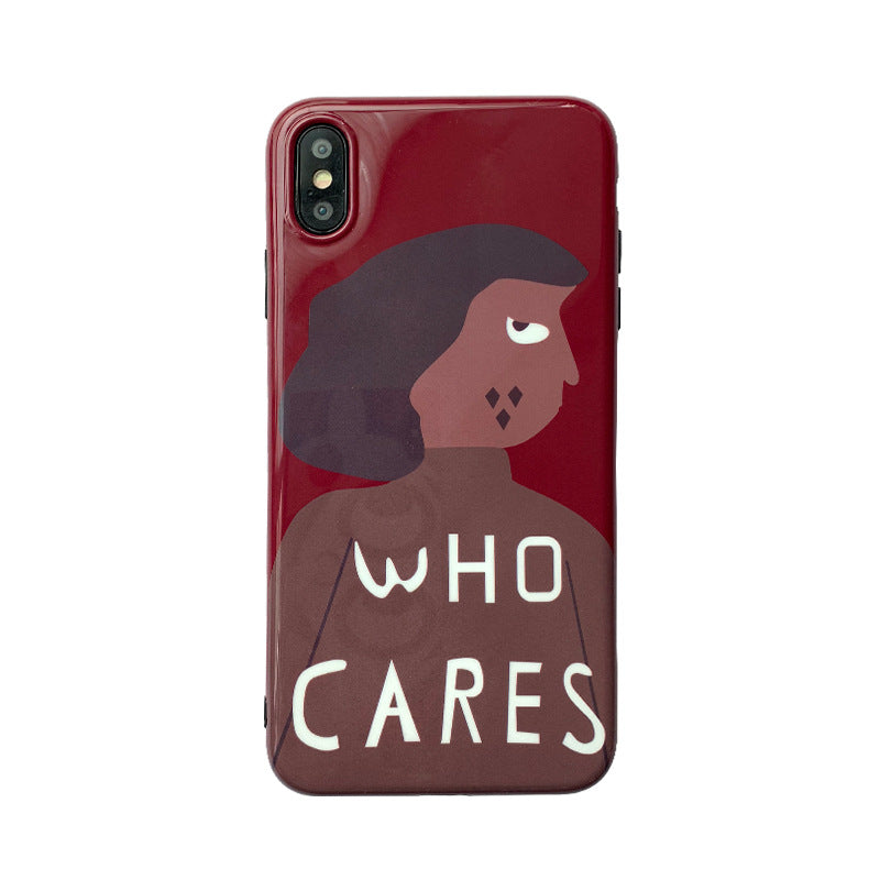 Funda para teléfono con personalidad de chica de color rojo vino de Han Feng