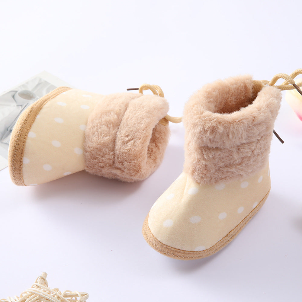 Botas de piel con lunares y zapatos para bebé recién nacido