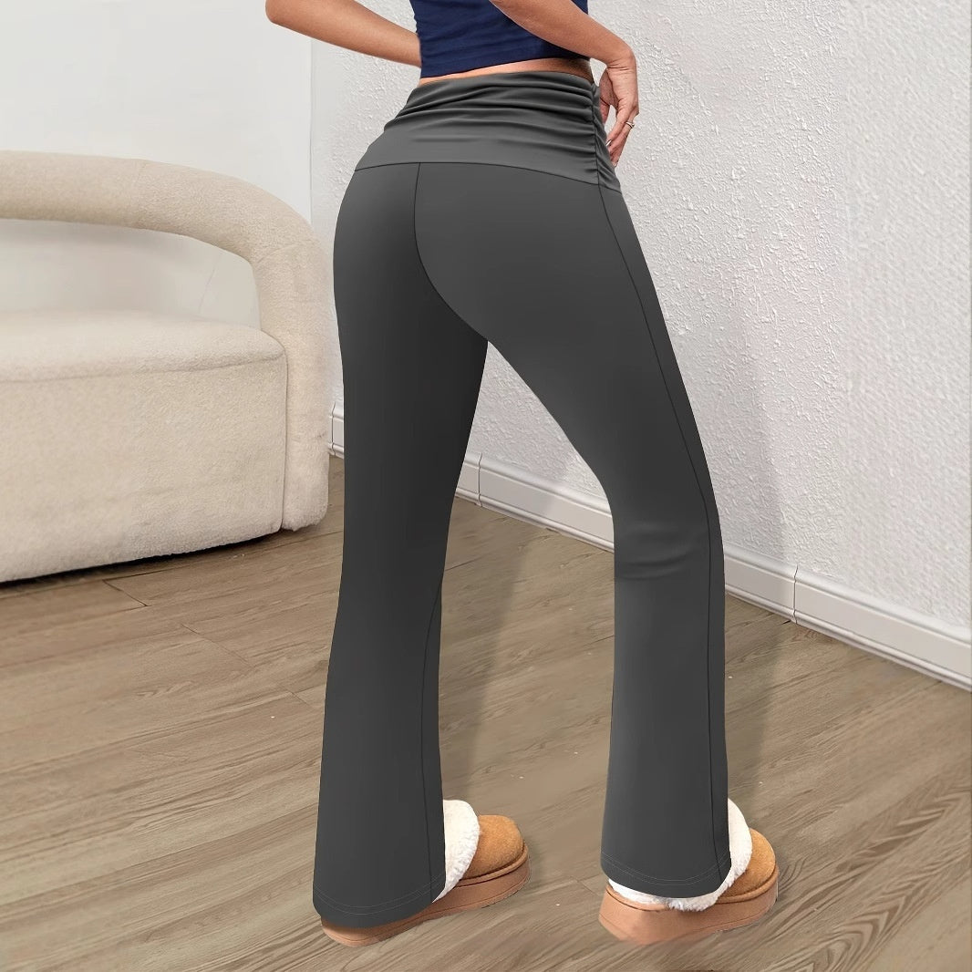 Leggings de punto personalizados con cinturilla fruncida y doblada