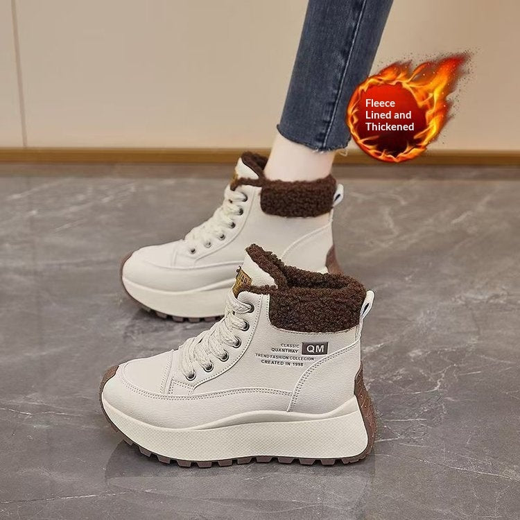 Zapatos altos de algodón con suela gruesa: zapatillas estilo papá para el invierno