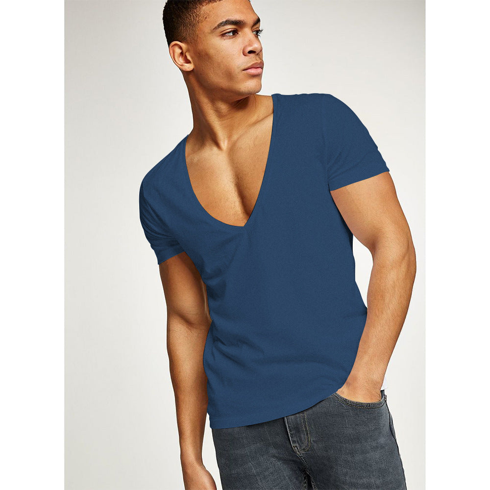 Camiseta de cuello en V profundo para fitness, deportes y ocio 