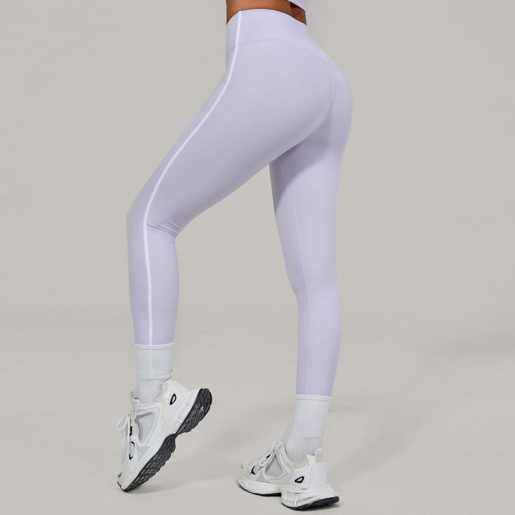 Pantalones de yoga de cintura alta con pliegues invisibles, estilo europeo y americano.