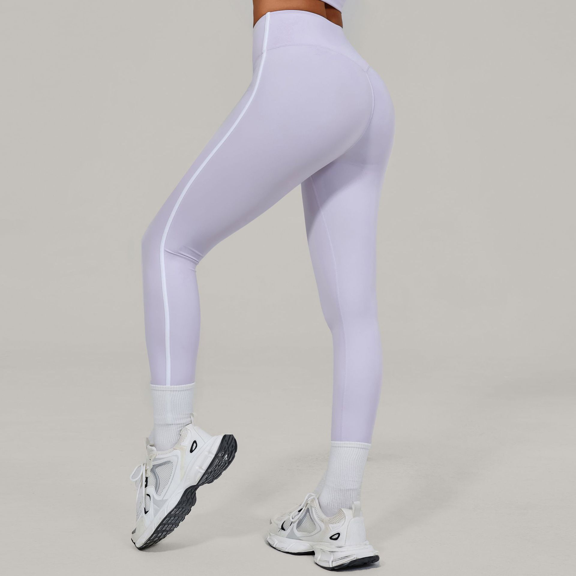 Pantalones de yoga de cintura alta con pliegues invisibles, estilo europeo y americano.
