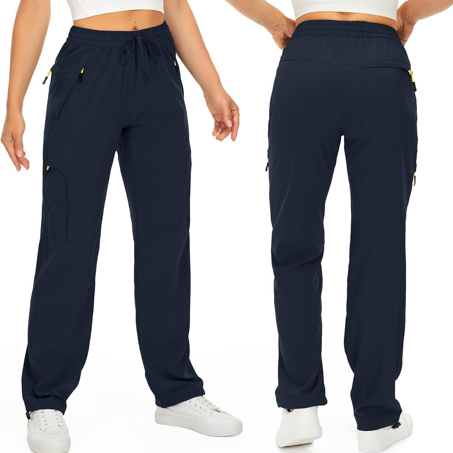 Pantalones de entrenamiento holgados de pierna recta con puños con cordón
