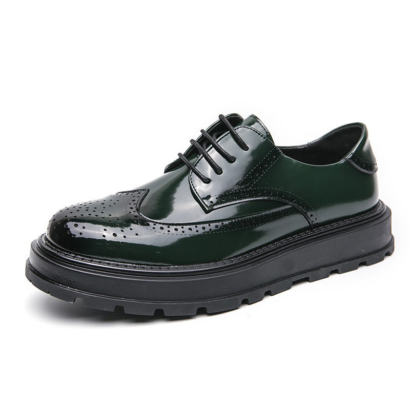 Zapatos formales de cuero brillante con aumento de altura, estilo británico