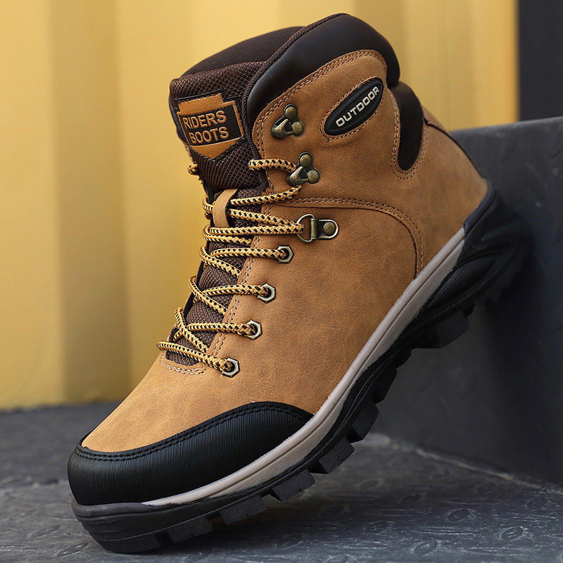 Botas altas de algodón para hombre, de talla grande, de invierno, con terciopelo para mantener el calor.