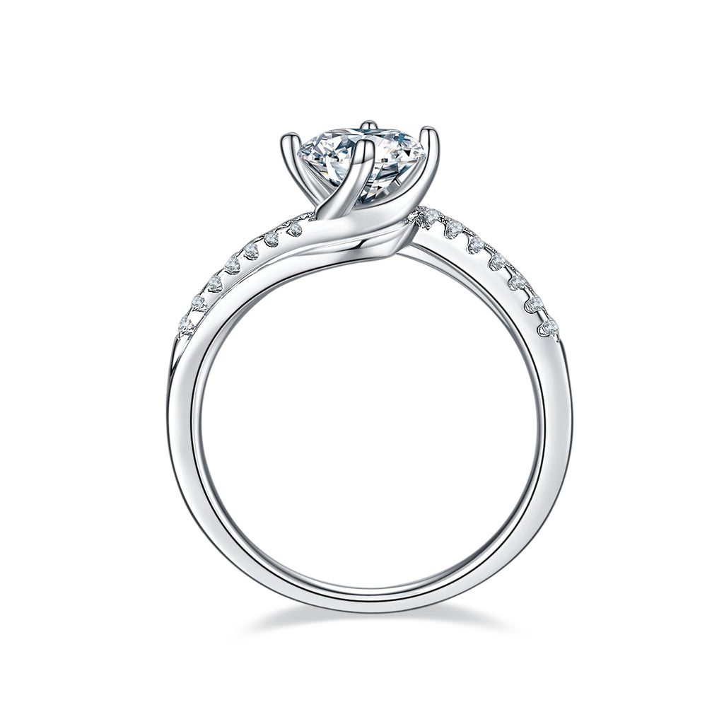 1 carat Luxury And Fashionable Light Luxury Jewelry Silver Ring Set With Top quality Moissanite Silver Plated Platinum