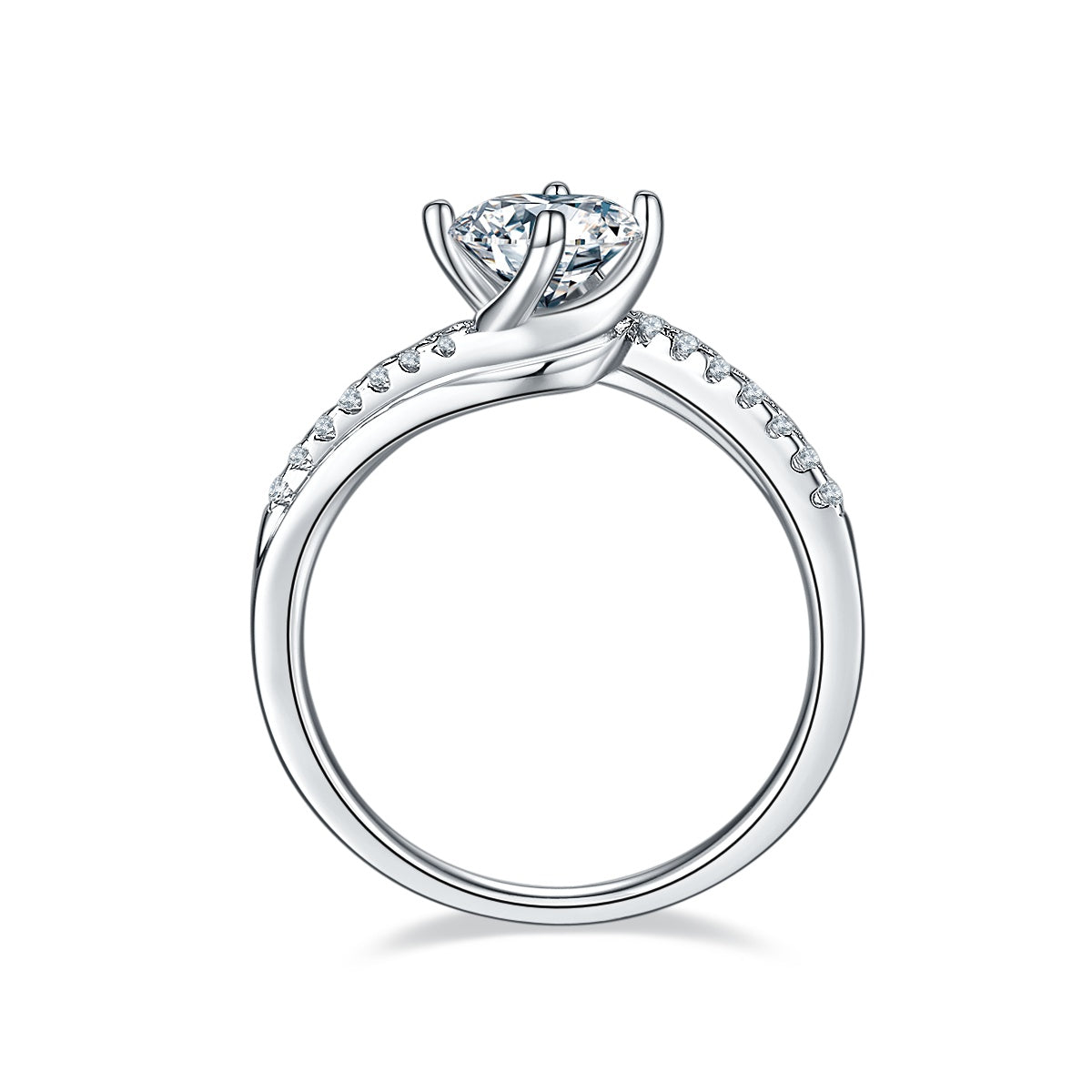 1-carat Luxury And Fashionable Light Luxury Jewelry Silver Ring Set With Top-quality Moissanite, S925 Silver Plated Platinum