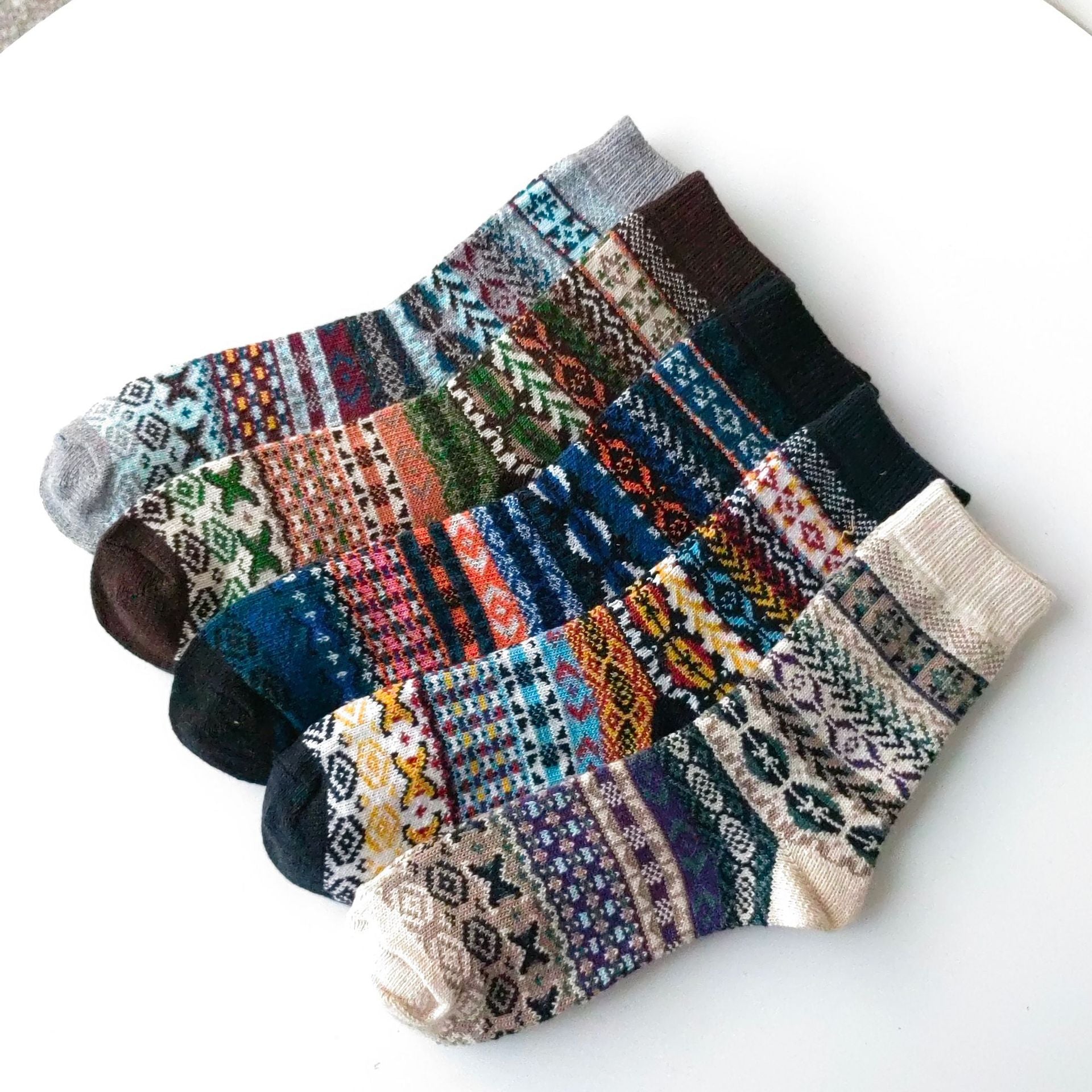 Calcetines de hombre de lana estilo étnico vintage para invierno
