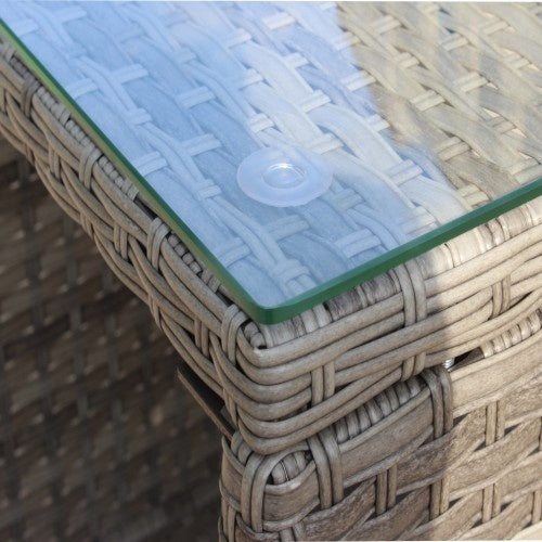 Muebles de exterior para patio, 1 mesa de centro con vidrio templado transparente