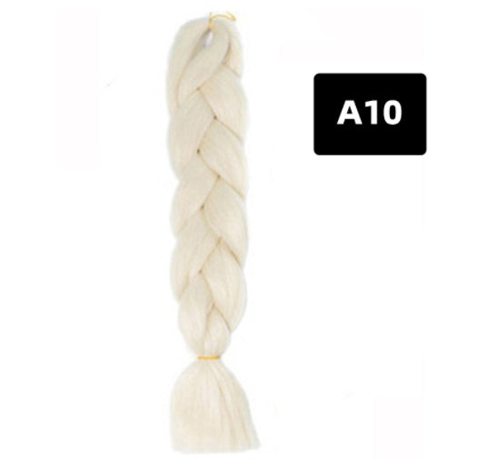 Peluca de seda africana de alta temperatura con fibra química y trenza grande en color degradado