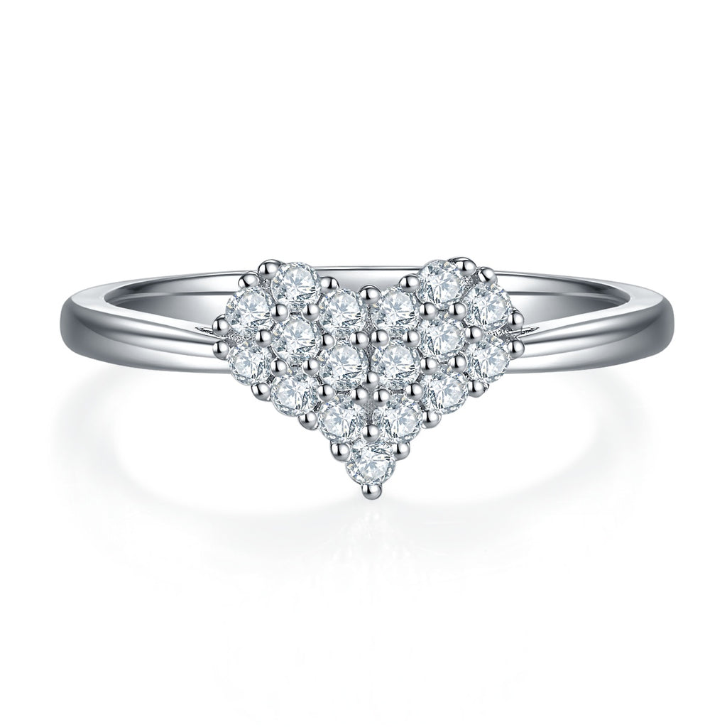 A Luxurious And Fashionable Light Luxury Jewelry Silver Ring Set With Top-quality Moissanite, S925 Silver Plated With Platinum