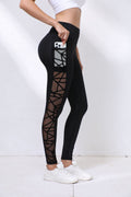 Athletic Outdoor Butt-lifting Mesh-panel Spliced Tights With Pockets