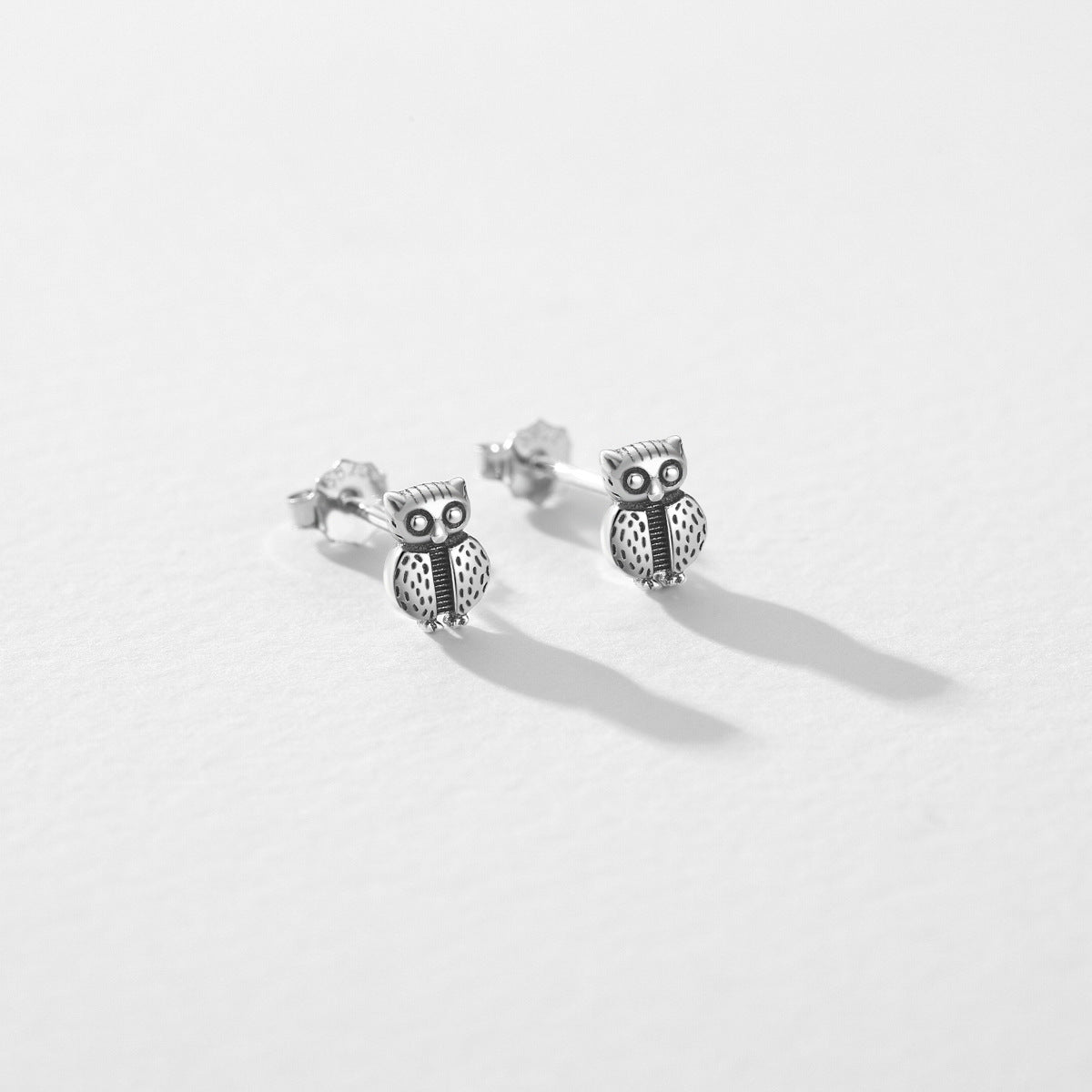 Sterling Silver Creative Design Cute Owl Stud Earrings For Women