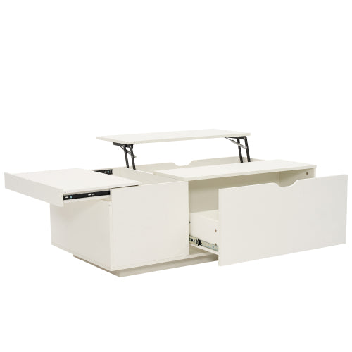 Mesa de centro elevable, mesa de centro con cajón, mesas de té de madera, mesas auxiliares para sofá, muebles de sala de estar, color blanco