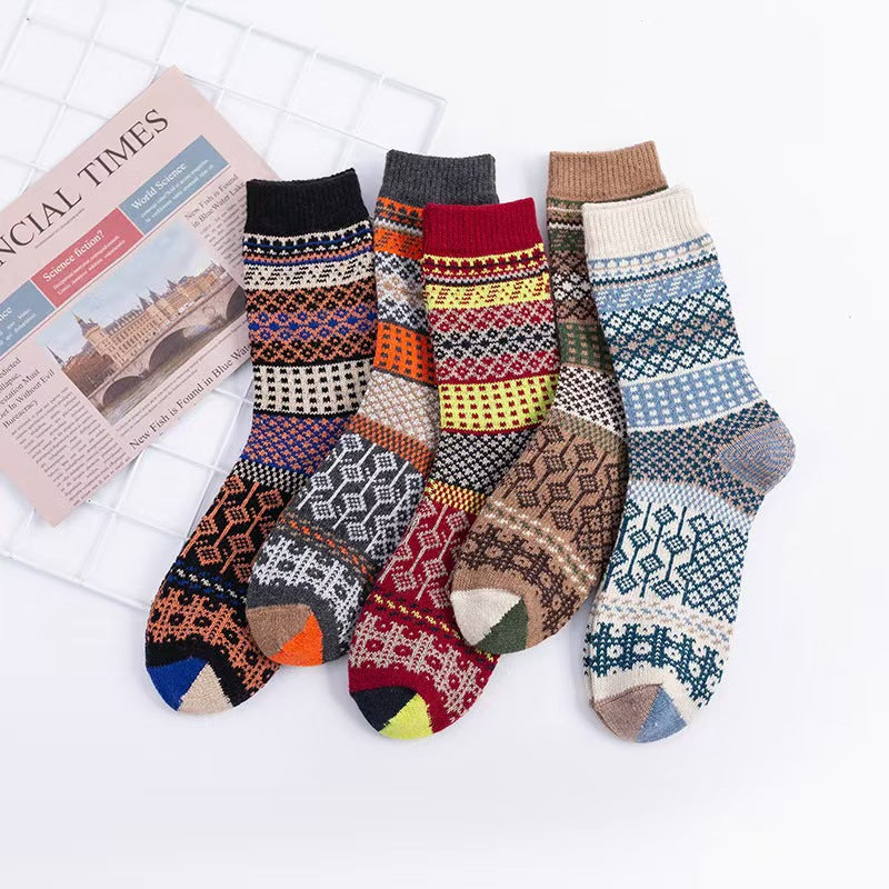 Calcetines de hombre de lana estilo étnico vintage para invierno