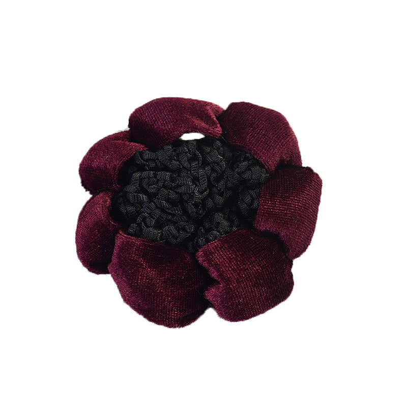 Diadema de terciopelo de color liso para danza con bolsa de malla para el cabello