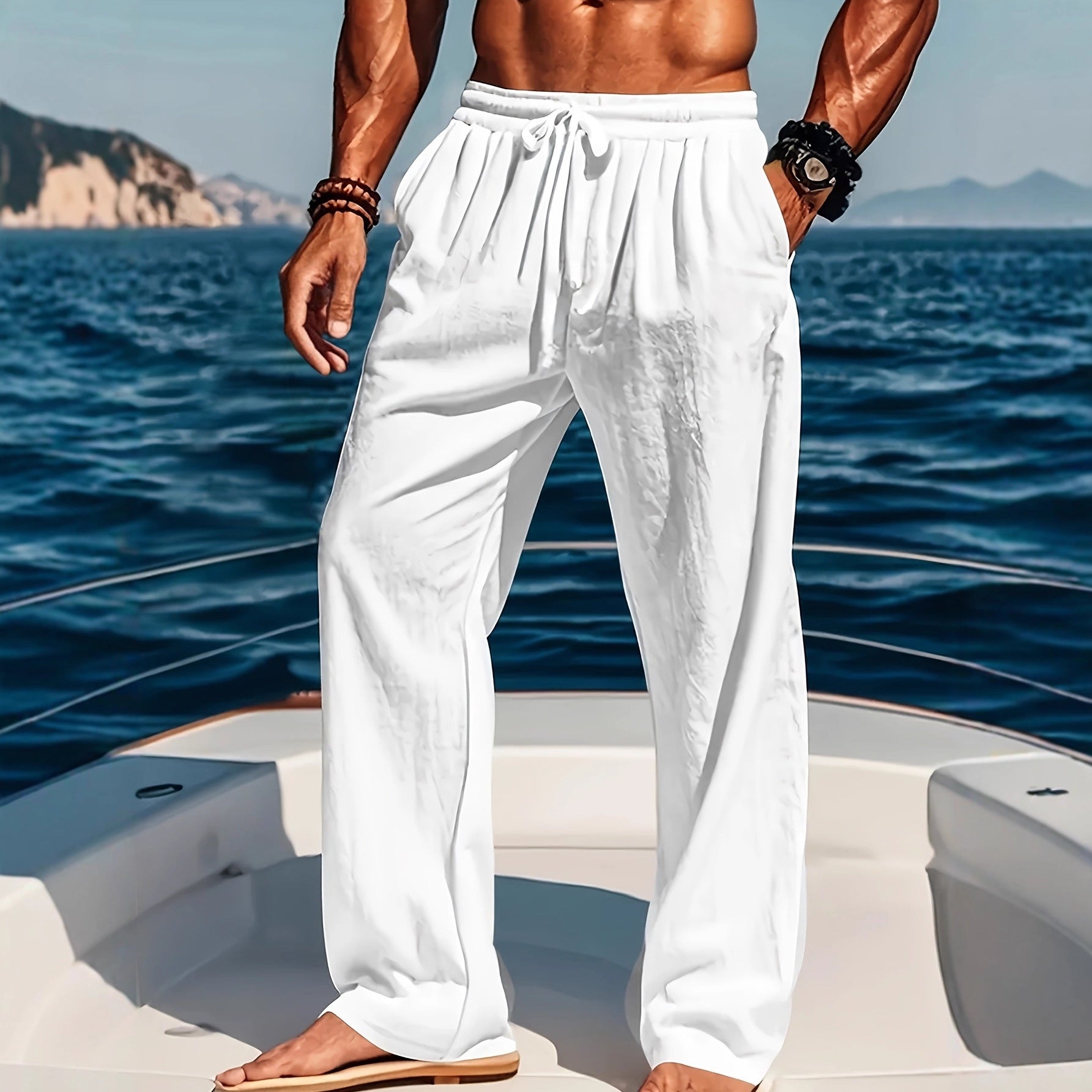 Breathable Cotton-Linen Loose-Fit Casual Sports Trousers