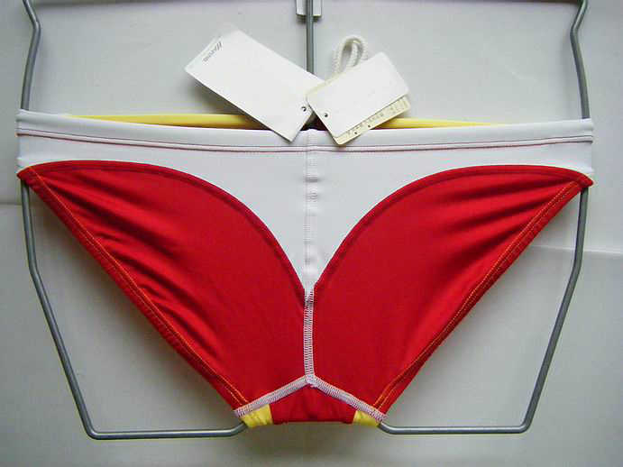 Men's Classic Red White And Yellow Color Matching Swim Briefs