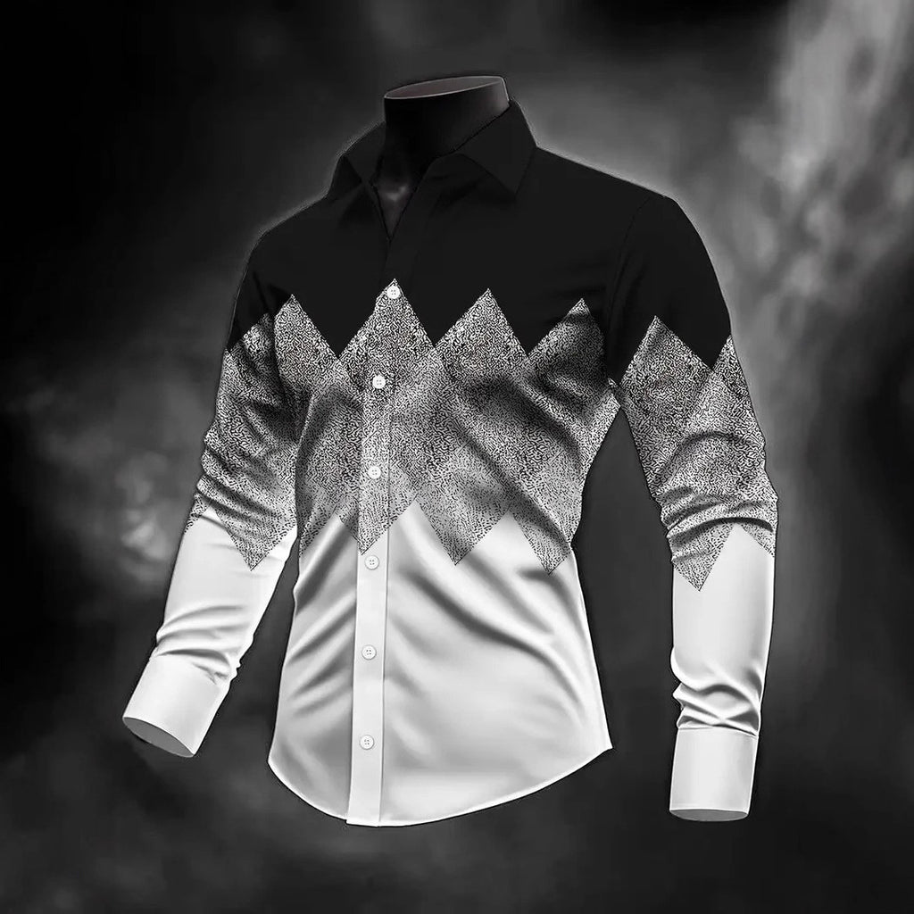 Fashionable Casual Printed Long-Sleeve Mens Shirt