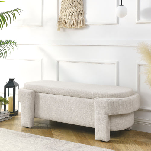 Linen Upholstered Bench Women Casual Fashion Everyday Streetwear