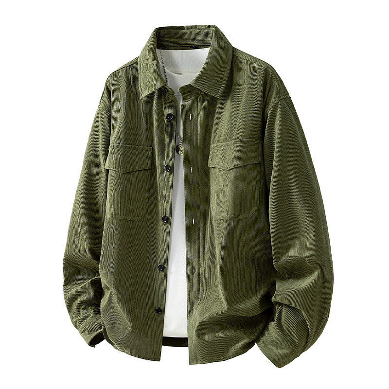 Mens Pocketed Padded Vintage Corduroy Long-Sleeve Jacket