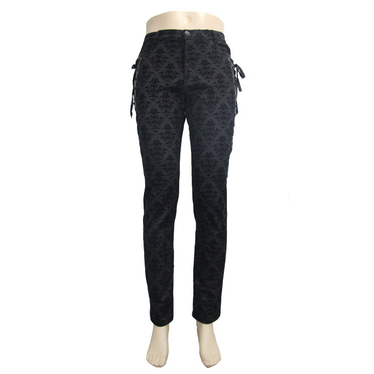 Pantalones casuales gruesos de cintura alta estilo retro palaciego para hombre