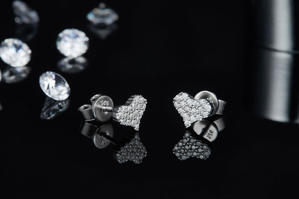 Pendientes de plata de ley S925 bañados en platino y con moissanita de alta calidad, joyería de lujo, ligera y moderna.