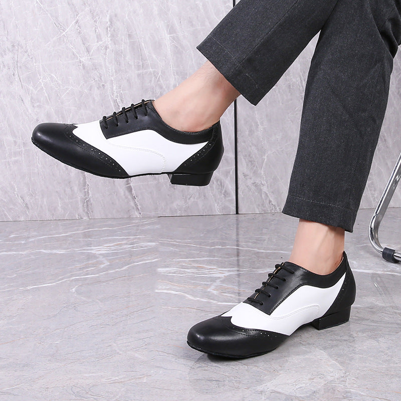 Zapatos de baile de salón de cuero para baile cuadrado y latino, con suela blanda, para adultos.
