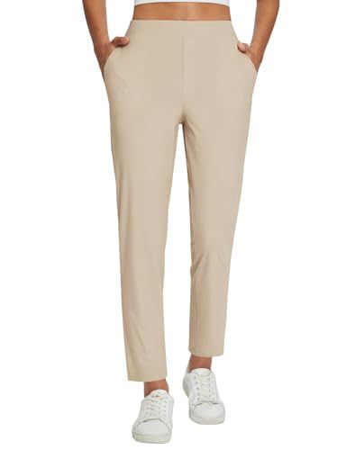 Pantalones casuales con cintura elástica y bolsillos con cremallera para mujer