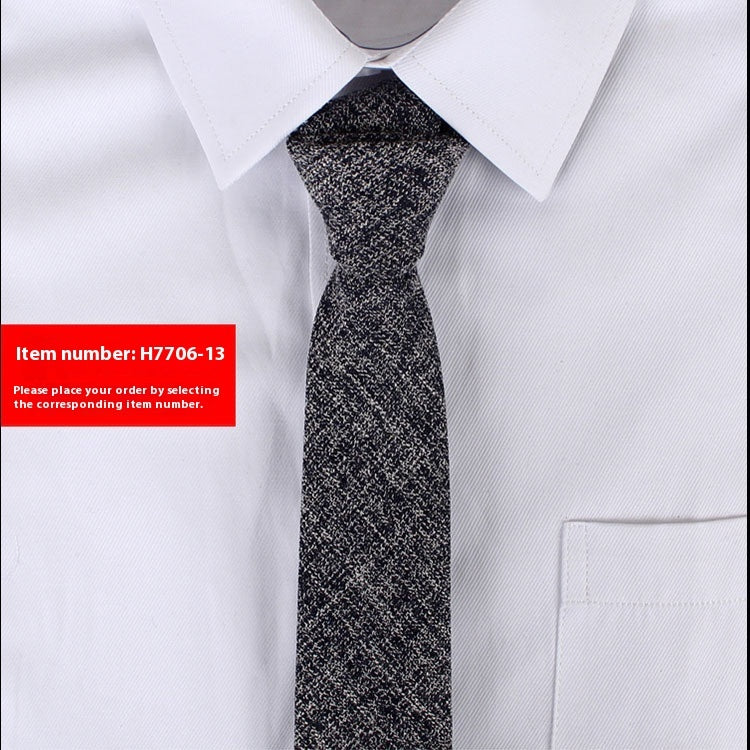 Corbata estrecha de algodón de estilo coreano de color liso para hombre, de 6 cm, para uso formal, informal, de negocios y boda