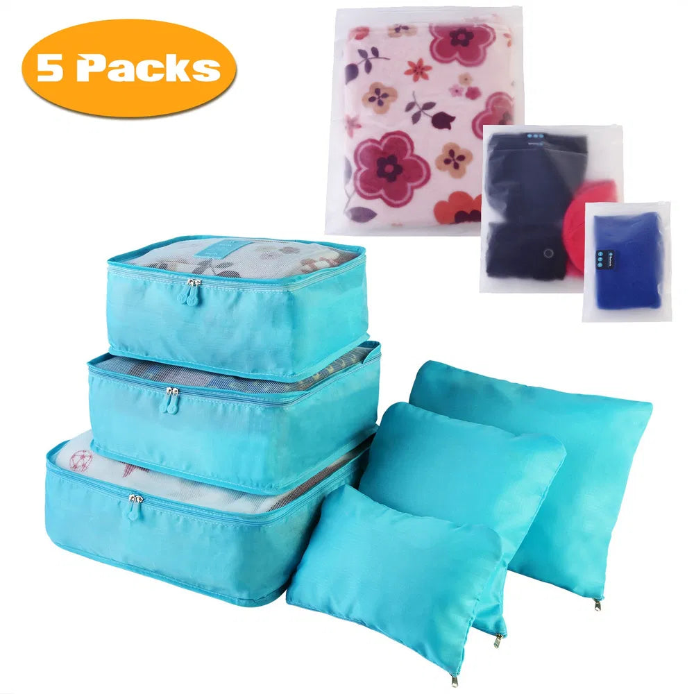 Juego de 9 bolsas de almacenamiento de ropa, resistentes al agua, organizadores de equipaje de viaje, cubos de embalaje para blusas, medias y ropa interior.