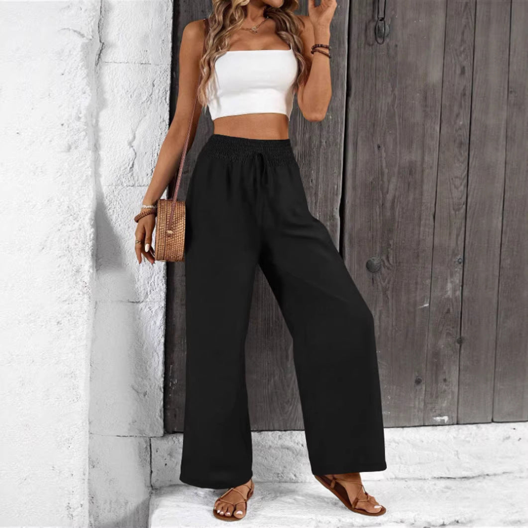 Pantalones casuales de cintura alta y elástica para mujer que favorecen la figura