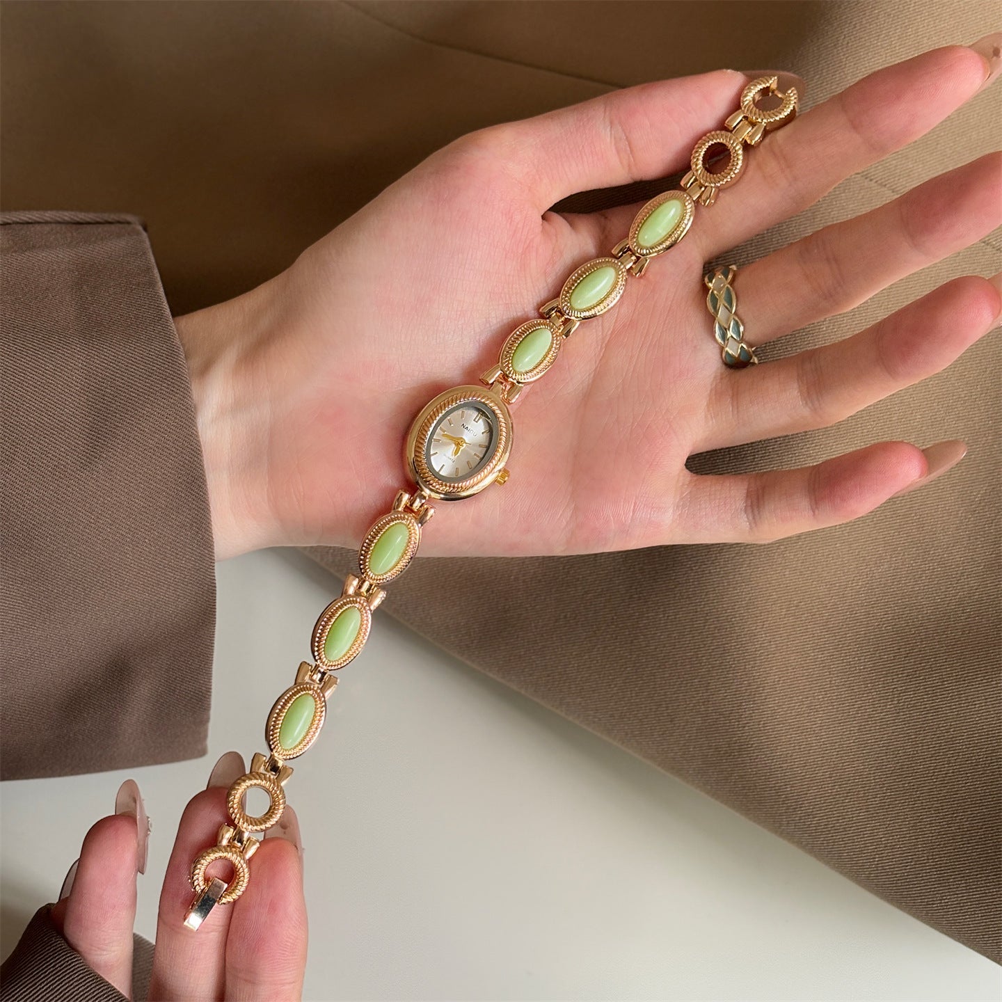 Reloj de pulsera con cuentas de ágata para mujer