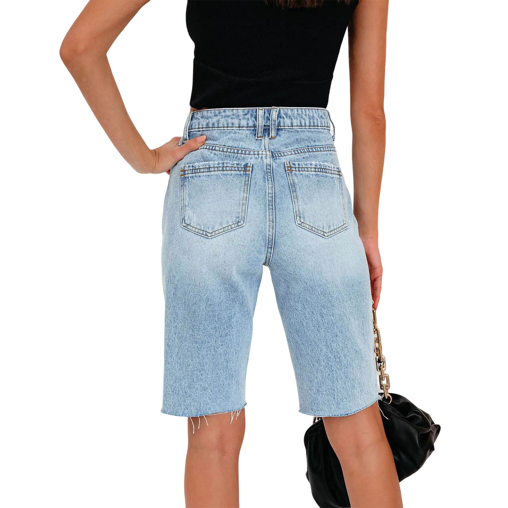 Women's High Elastic Mid-waist Ripped Jeans
