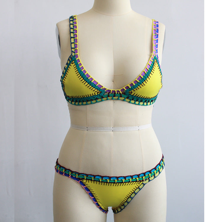 Hand-woven beach Bikini Women Two Piece Swimsuit Beach Vacation Summer